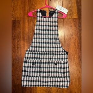 Zara Pink Plaid Overall Style Dress